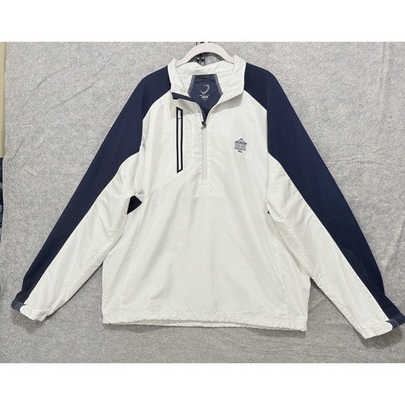 Zero Restriction Tour Series‎ Pullover Mens XL White Blue Zip Pockets Golf LOGO - Picture 1 of 9